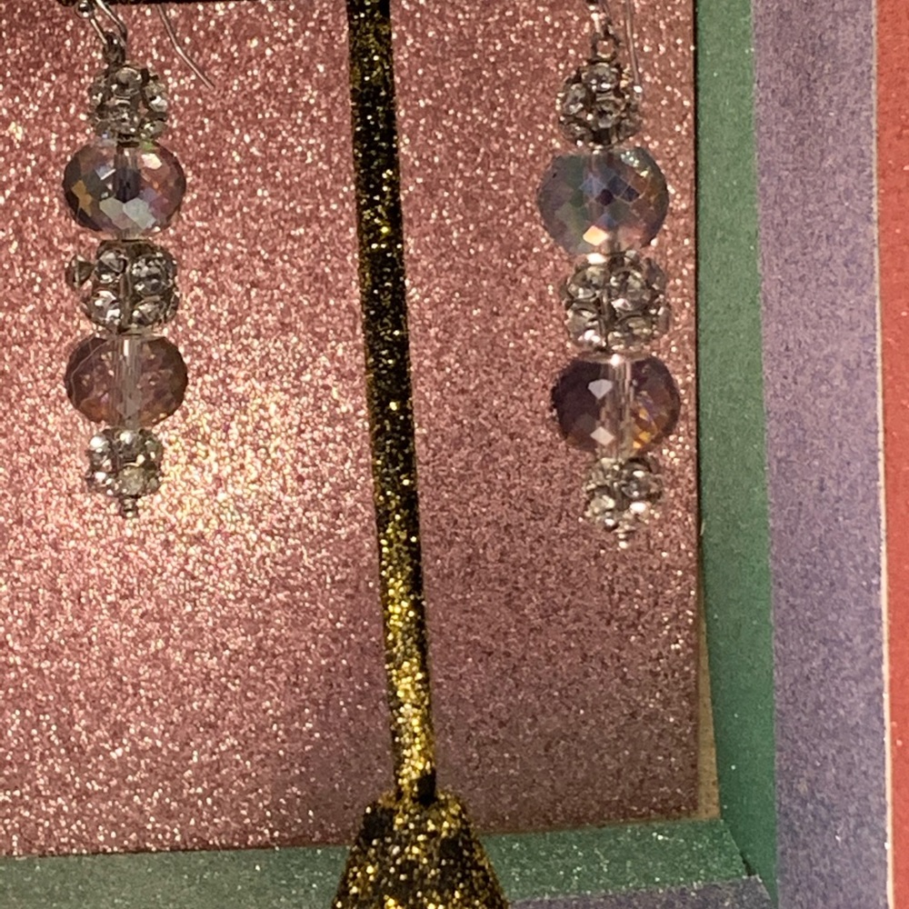 Rhinestones and Glass Beaded Earrings